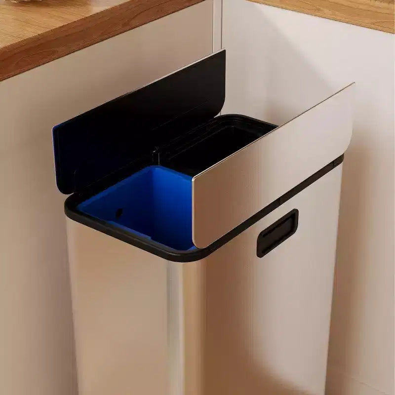 COZONY Stainless Steel Dual Trash Can with Step Lid, Removable Baskets, Kitchen Recycling Bin for Home Office Waste Management