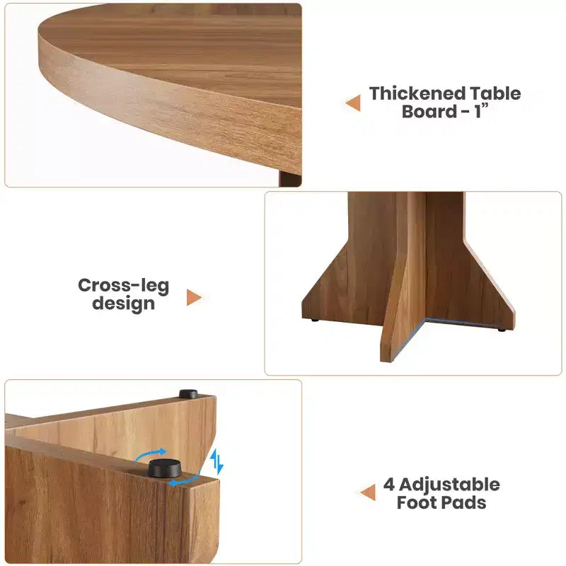 47 Round Dining Table for Small Spaces - Black, Seats 4-6, K-Leg Solid Wood Base