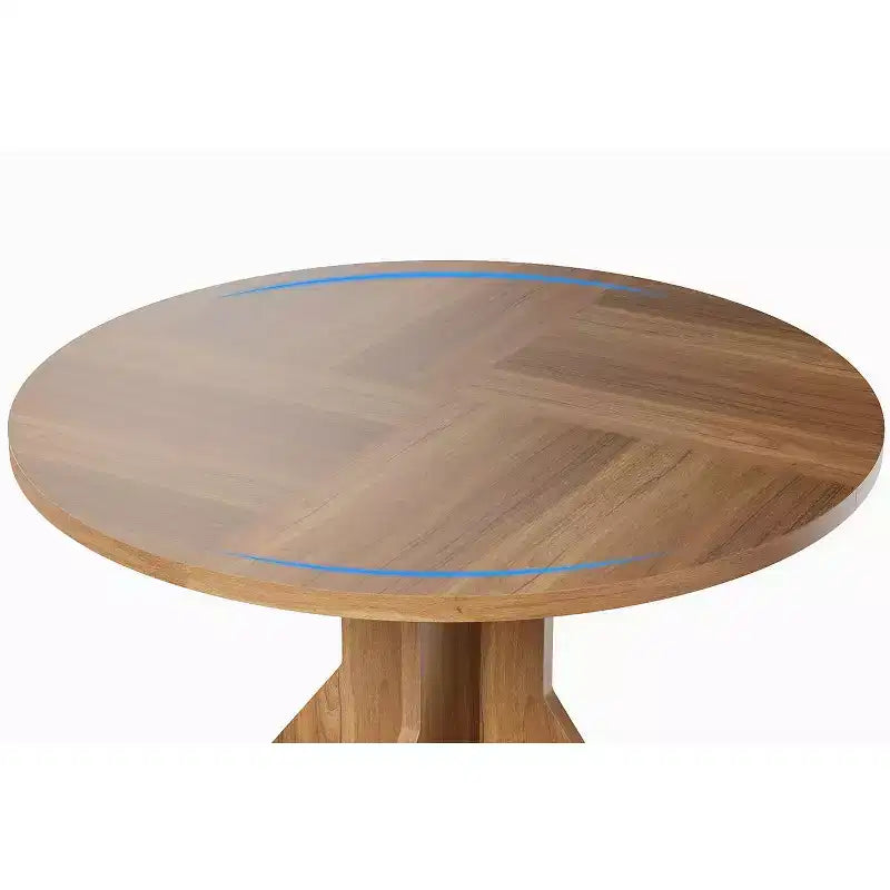 47 Round Dining Table for Small Spaces - Black, Seats 4-6, K-Leg Solid Wood Base