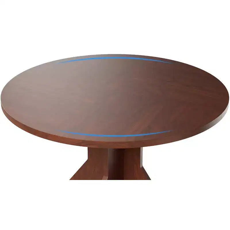 47 Round Dining Table for Small Spaces - Black, Seats 4-6, K-Leg Solid Wood Base