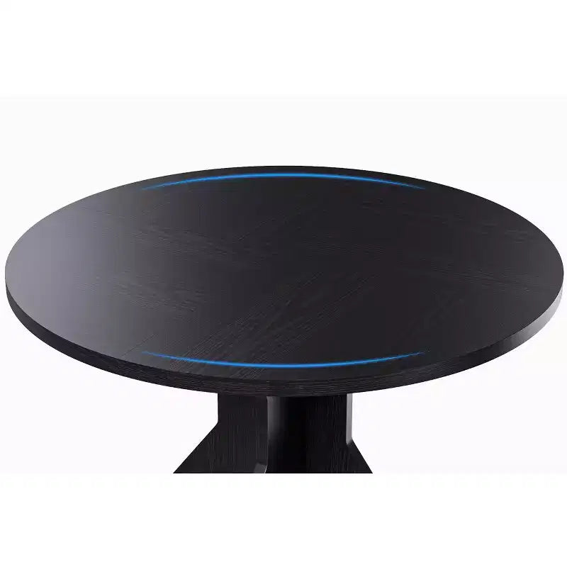 47 Round Dining Table for Small Spaces - Black, Seats 4-6, K-Leg Solid Wood Base