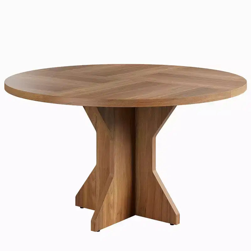 47 Round Dining Table for Small Spaces - Black, Seats 4-6, K-Leg Solid Wood Base