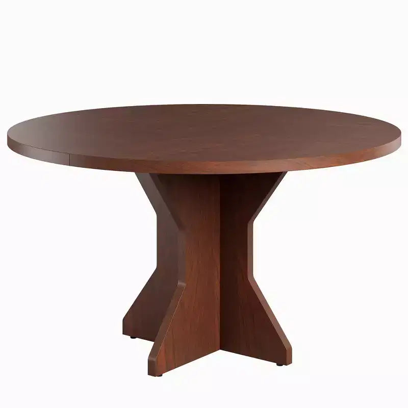 47 Round Dining Table for Small Spaces - Black, Seats 4-6, K-Leg Solid Wood Base