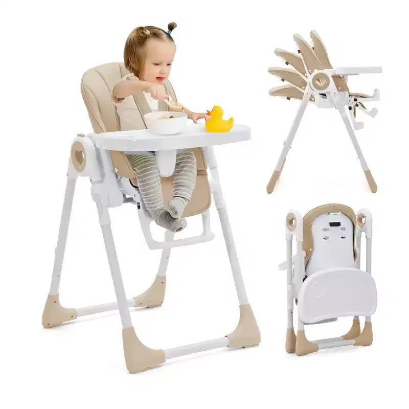 GustoWave Baby High Chair for Toddlers 1-4 Years Old,Foldable Baby High Chair with Removable Tray, Lightweight Folding Chair