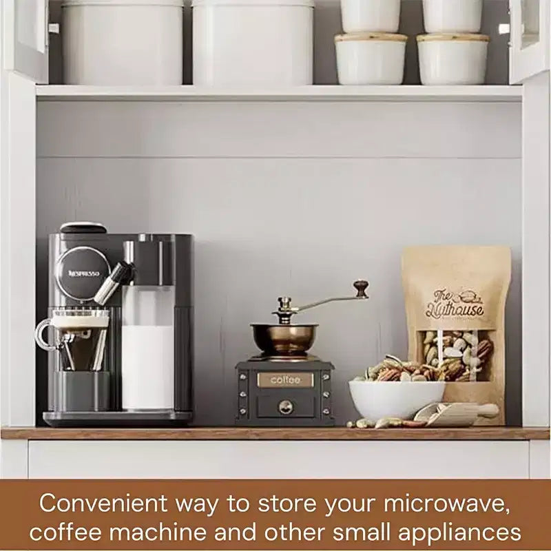 GustoWave 71'' Kitchen Pantry Storage Cabinet with Glass Doors and Microwave Stand, Freestanding Tall Kitchen Cabinet for Dining Room