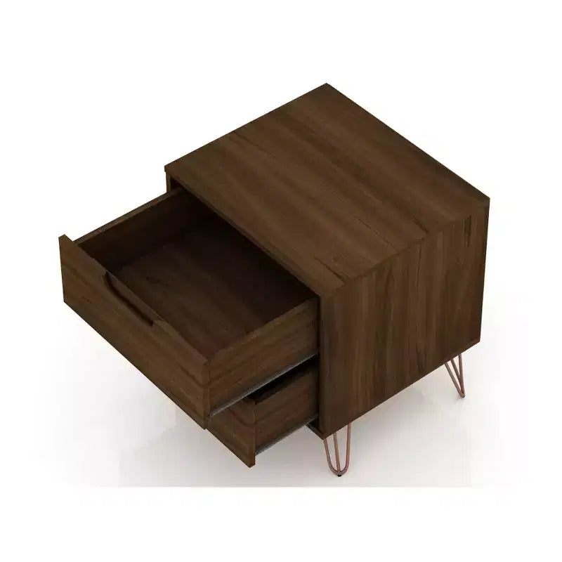 GDFStudio Rockefeller Mid-Century Modern Wooden 2-Drawer Nightstand