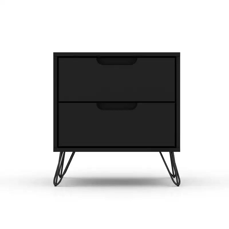 GDFStudio Rockefeller Mid-Century Modern Wooden 2-Drawer Nightstand