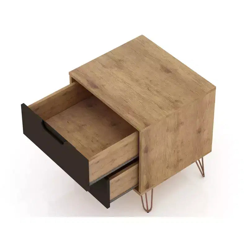 GDFStudio Rockefeller Mid-Century Modern Wooden 2-Drawer Nightstand