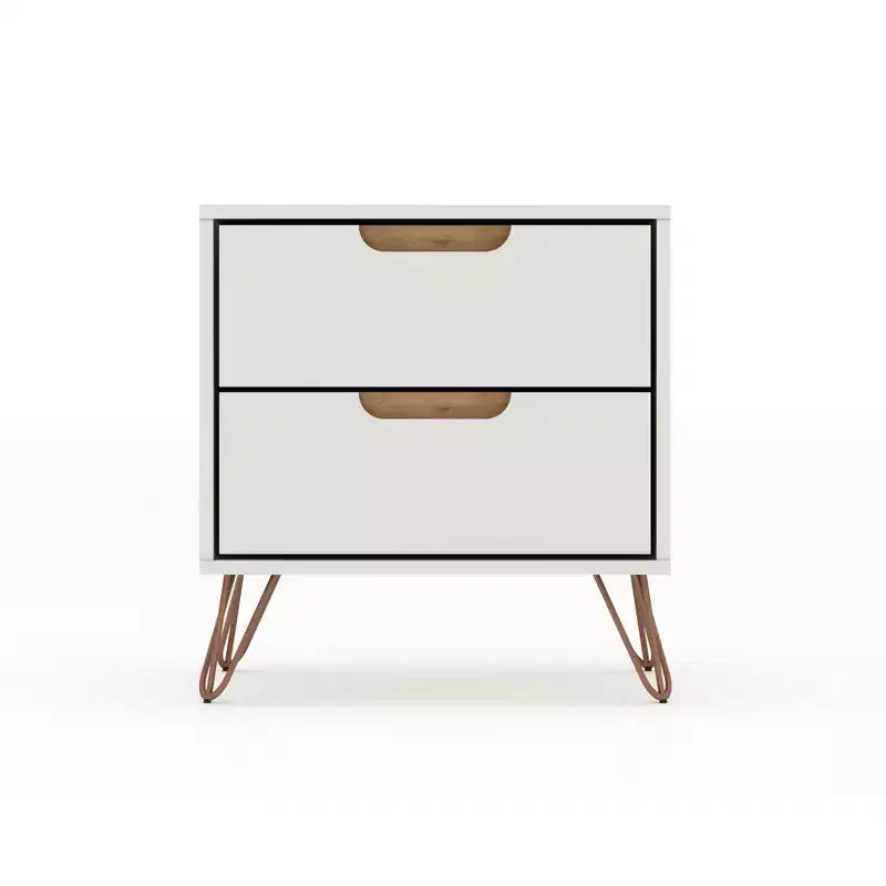 GDFStudio Rockefeller Mid-Century Modern Wooden 2-Drawer Nightstand