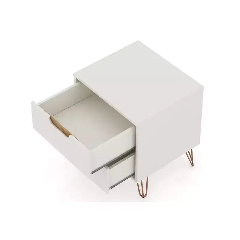 GDFStudio Rockefeller Mid-Century Modern Wooden 2-Drawer Nightstand