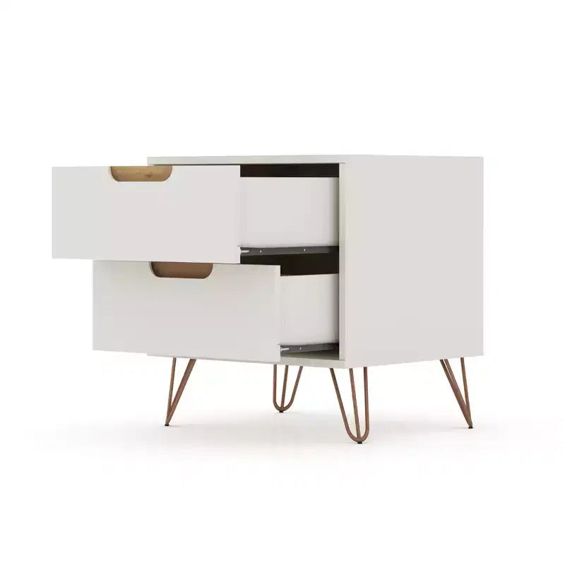 GDFStudio Rockefeller Mid-Century Modern Wooden 2-Drawer Nightstand