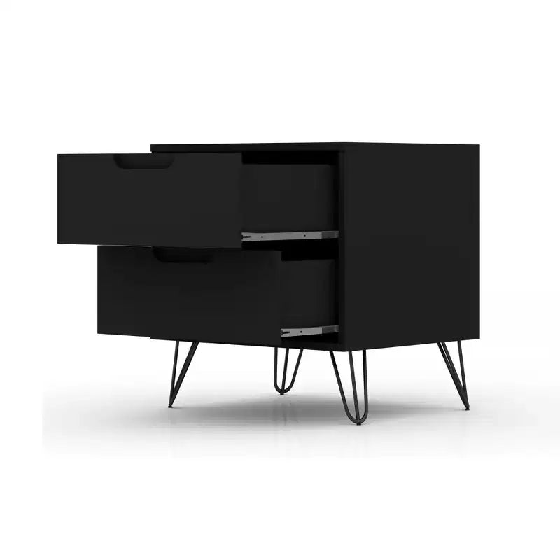 GDFStudio Rockefeller Mid-Century Modern Wooden 2-Drawer Nightstand