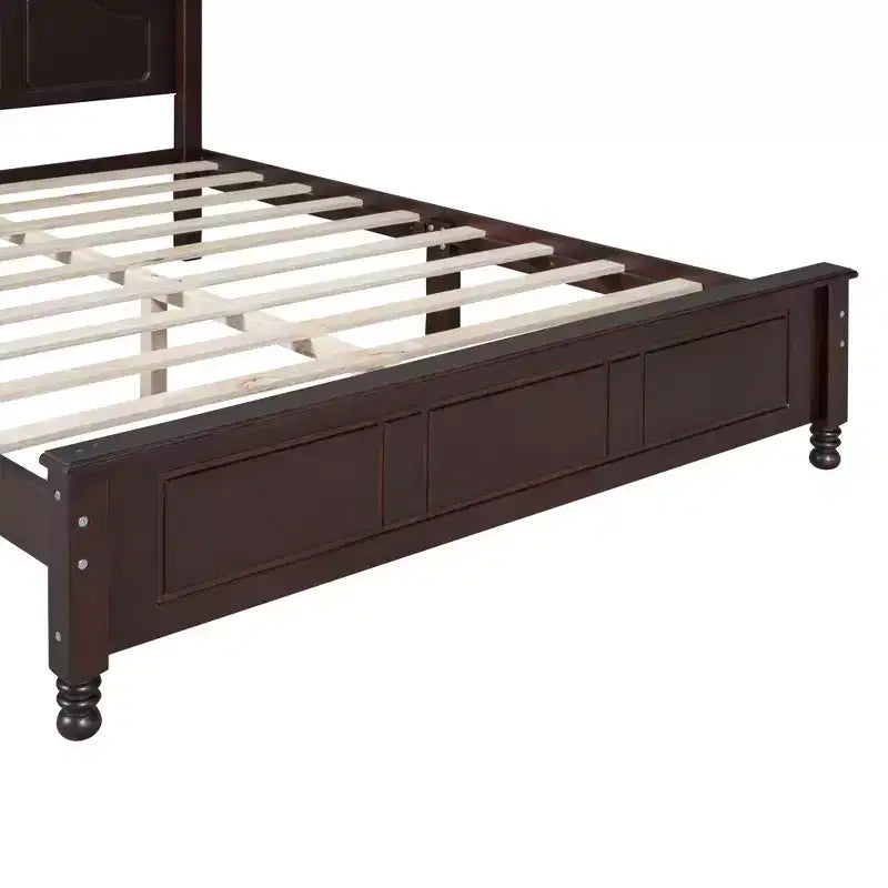Retro Platform Bed Frame Wood Platform Bed with Headboard for Bedroom