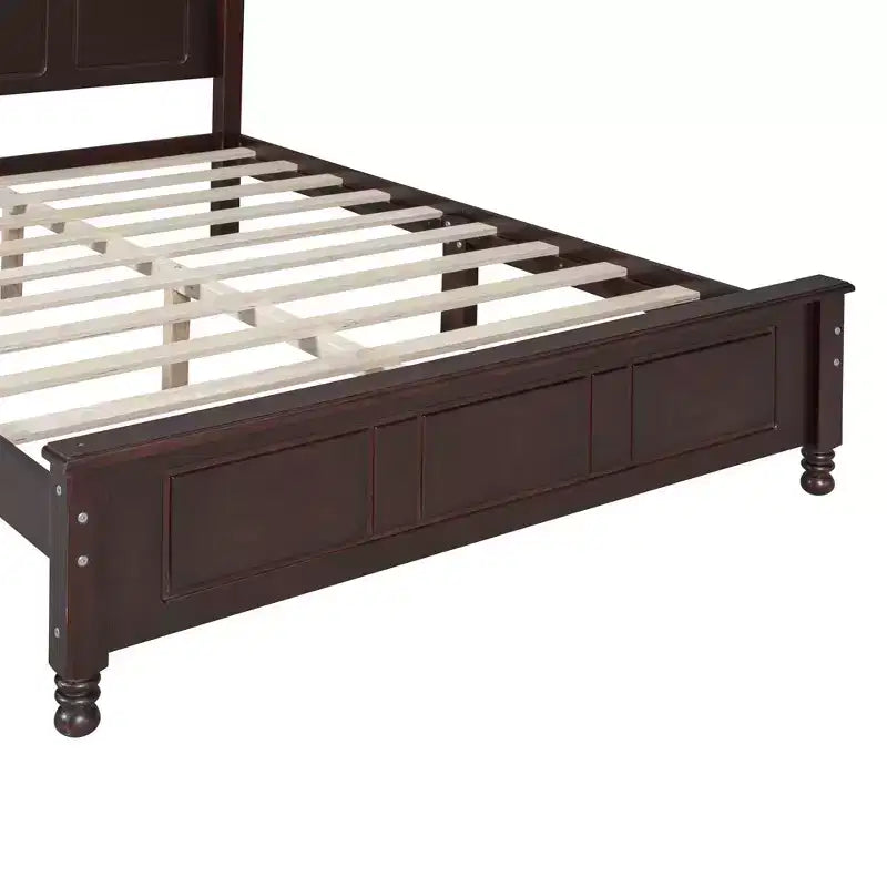 Retro Platform Bed Frame Wood Platform Bed with Headboard for Bedroom
