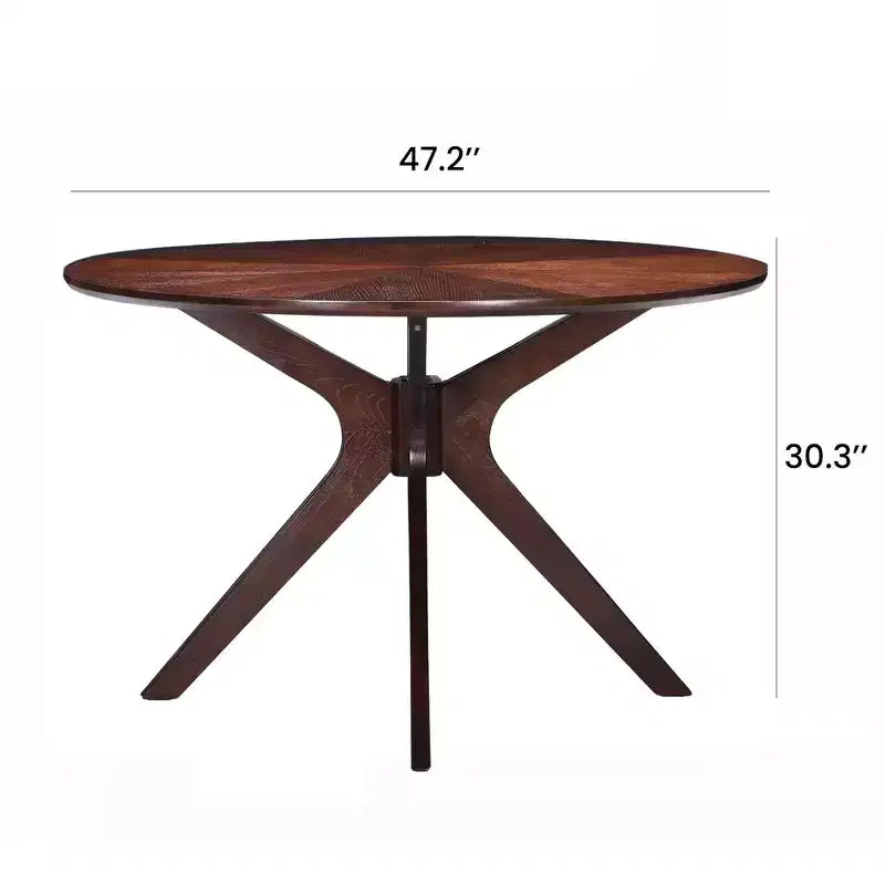 MAYEERTY 31.5 Small Round Dining Tulip Table, Wood Top, Metal Base, Seats 2-4, Black