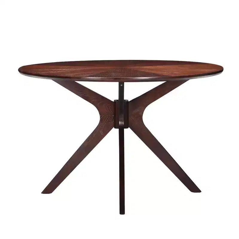 MAYEERTY 31.5 Small Round Dining Tulip Table, Wood Top, Metal Base, Seats 2-4, Black