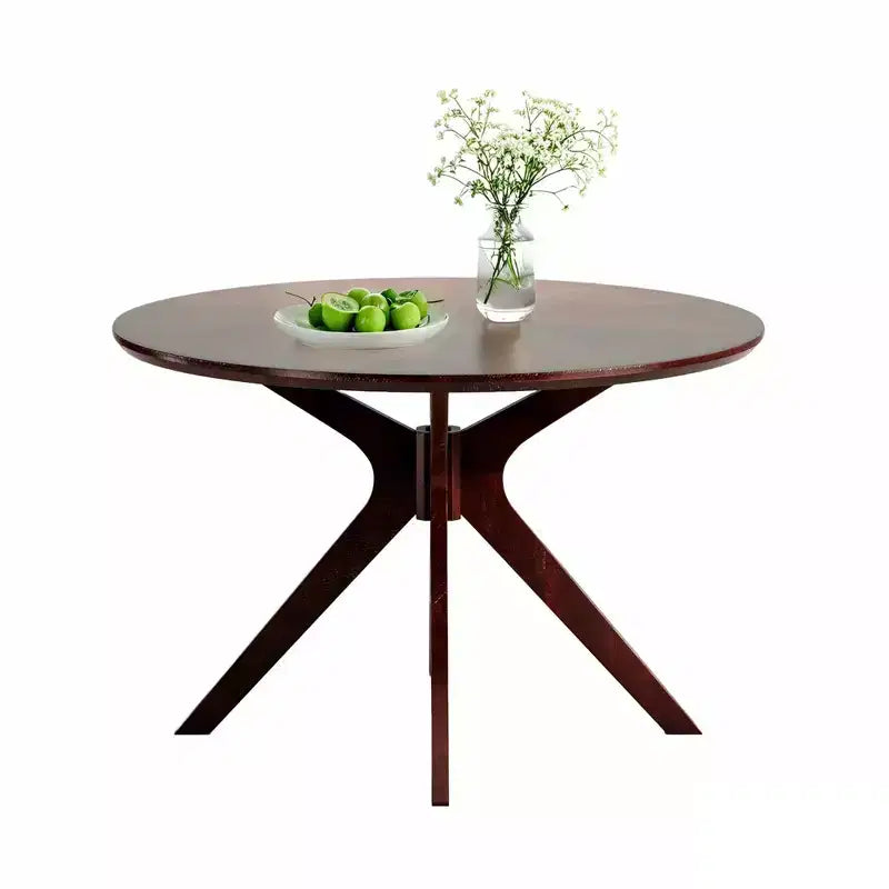 MAYEERTY 31.5 Small Round Dining Tulip Table, Wood Top, Metal Base, Seats 2-4, Black