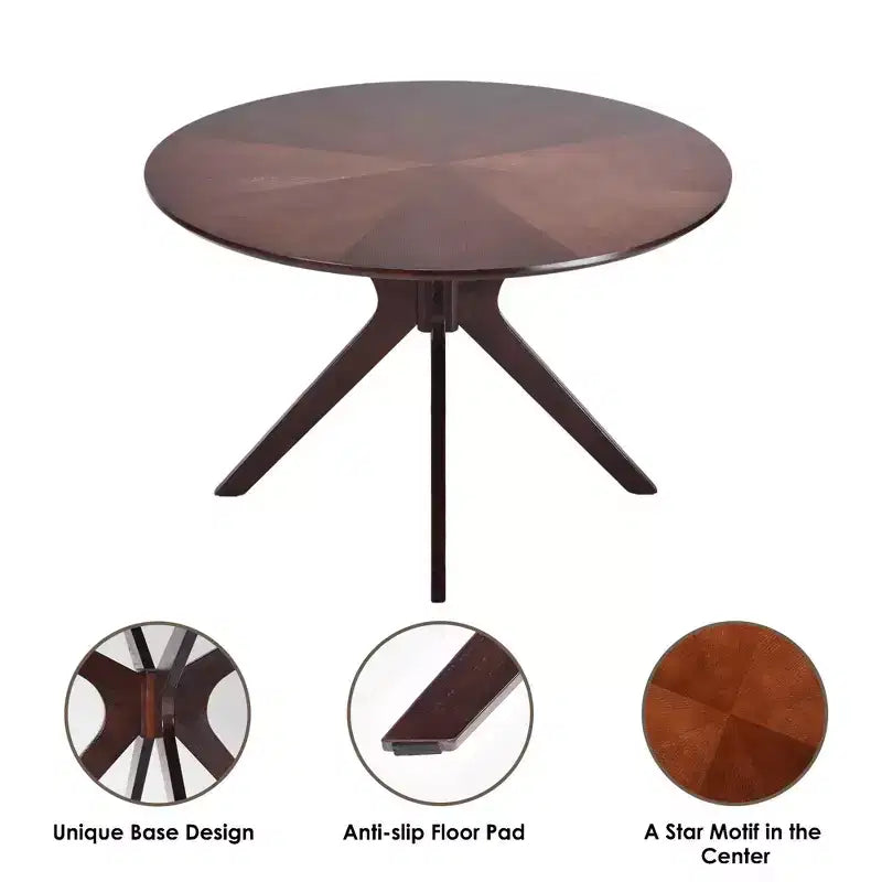 MAYEERTY 31.5 Small Round Dining Tulip Table, Wood Top, Metal Base, Seats 2-4, Black