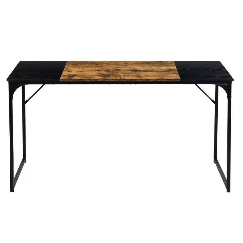 FurnitureR 55 Home Office Table Laptop PC Writing Computer Desk with Sturdy Metal Frames for Study Room, Brown&Black