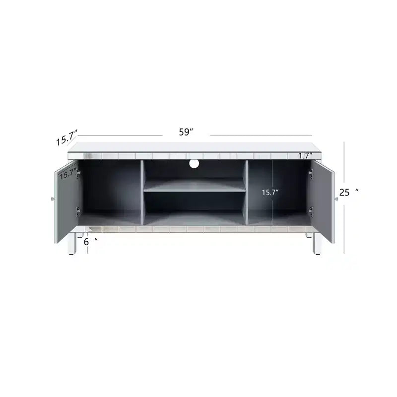 TV Stand for 65 Inch TV, Mid Century Center with Storage, TV Console with Open Shelf and 2 Cabinets for Bedroom and Living Room