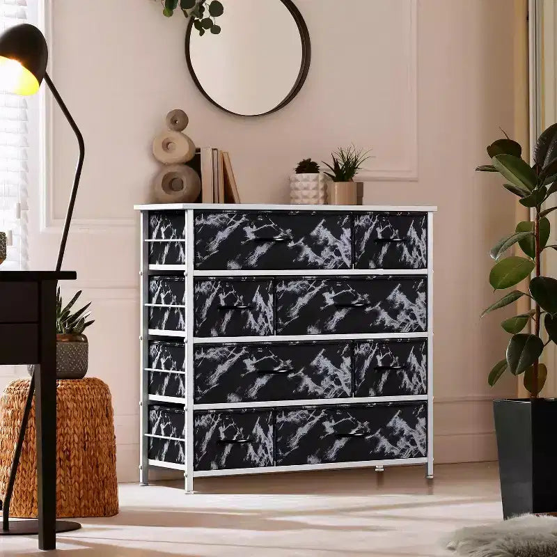 Sorbus Dresser with 8 Drawers - Storage Chest Organizer with Steel Frame, Wood Top, Handles, Fabric Bins