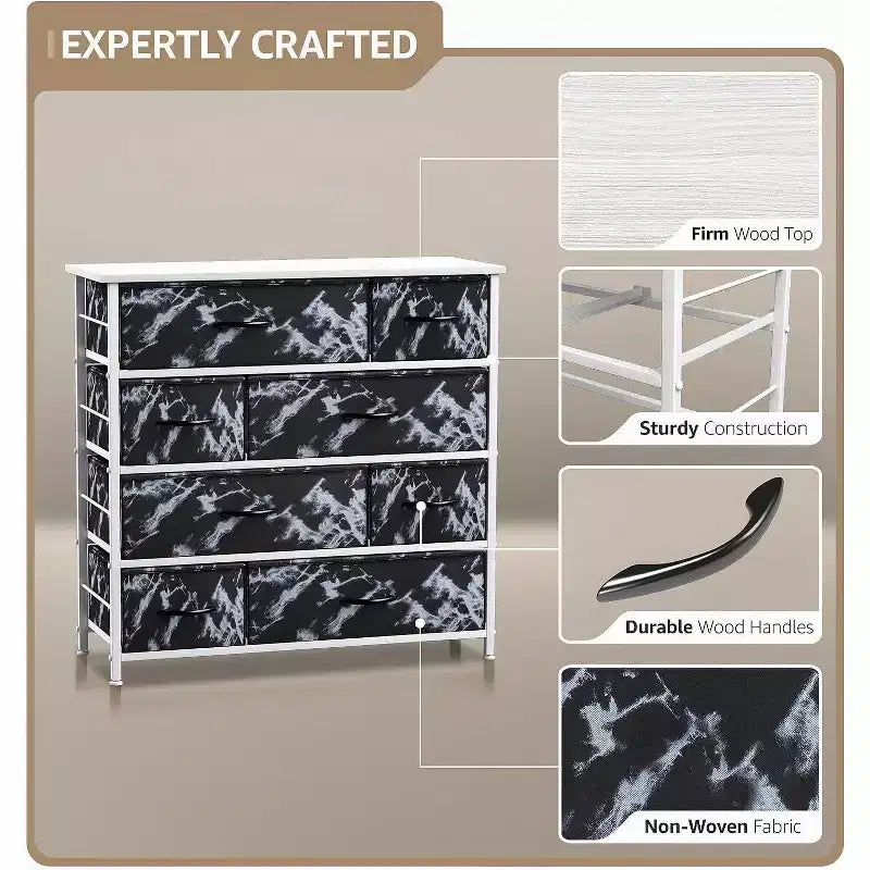 Sorbus Dresser with 8 Drawers - Storage Chest Organizer with Steel Frame, Wood Top, Handles, Fabric Bins