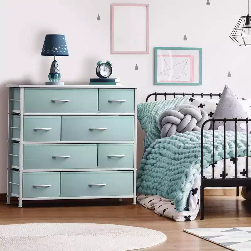 Sorbus Dresser with 8 Drawers - Storage Chest Organizer with Steel Frame, Wood Top, Handles, Fabric Bins
