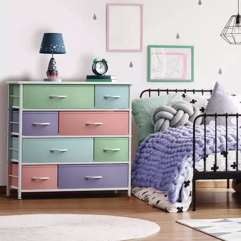 Sorbus Dresser with 8 Drawers - Storage Chest Organizer with Steel Frame, Wood Top, Handles, Fabric Bins
