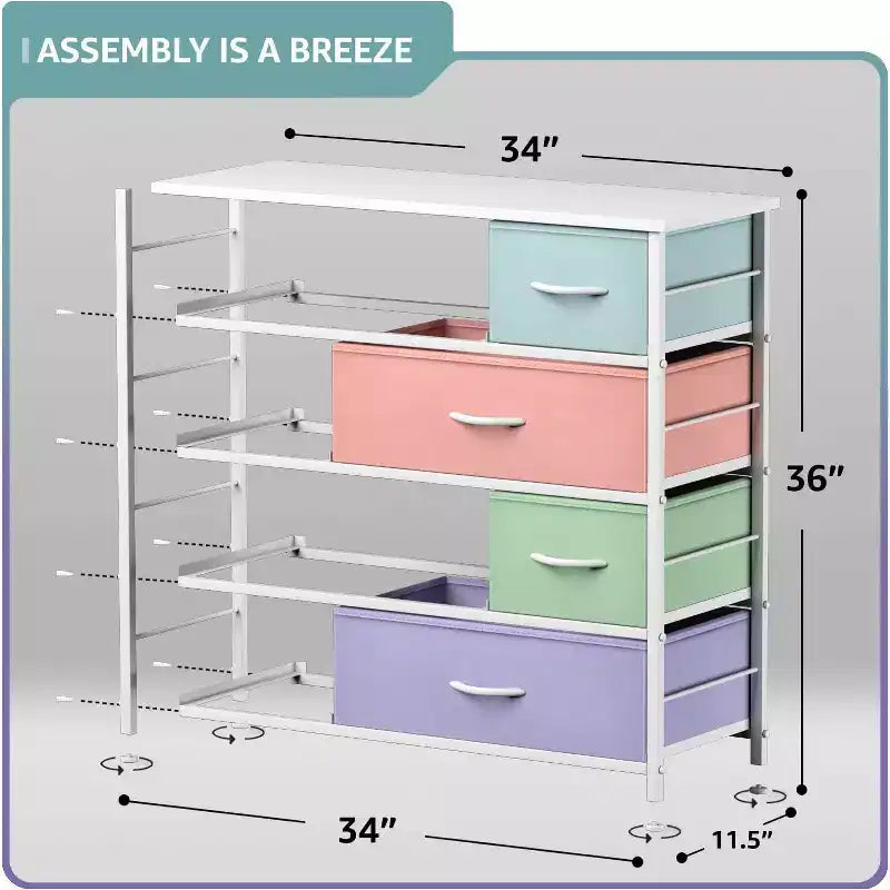 Sorbus Dresser with 8 Drawers - Storage Chest Organizer with Steel Frame, Wood Top, Handles, Fabric Bins