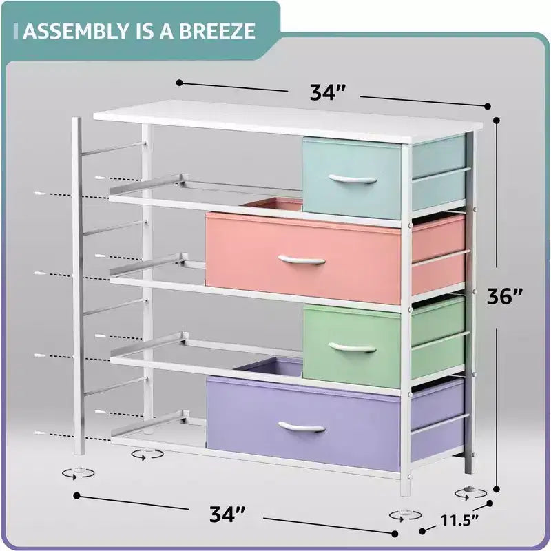 Sorbus Dresser with 8 Drawers - Storage Chest Organizer with Steel Frame, Wood Top, Handles, Fabric Bins