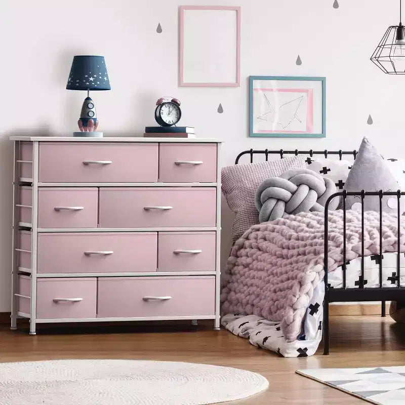 Sorbus Dresser with 8 Drawers - Storage Chest Organizer with Steel Frame, Wood Top, Handles, Fabric Bins