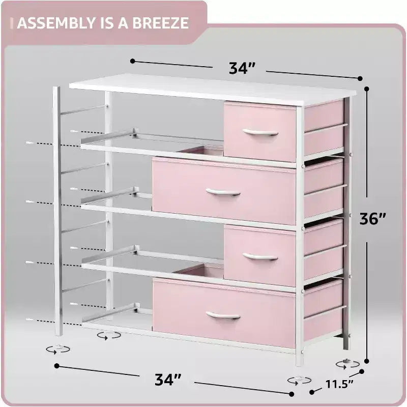 Sorbus Dresser with 8 Drawers - Storage Chest Organizer with Steel Frame, Wood Top, Handles, Fabric Bins