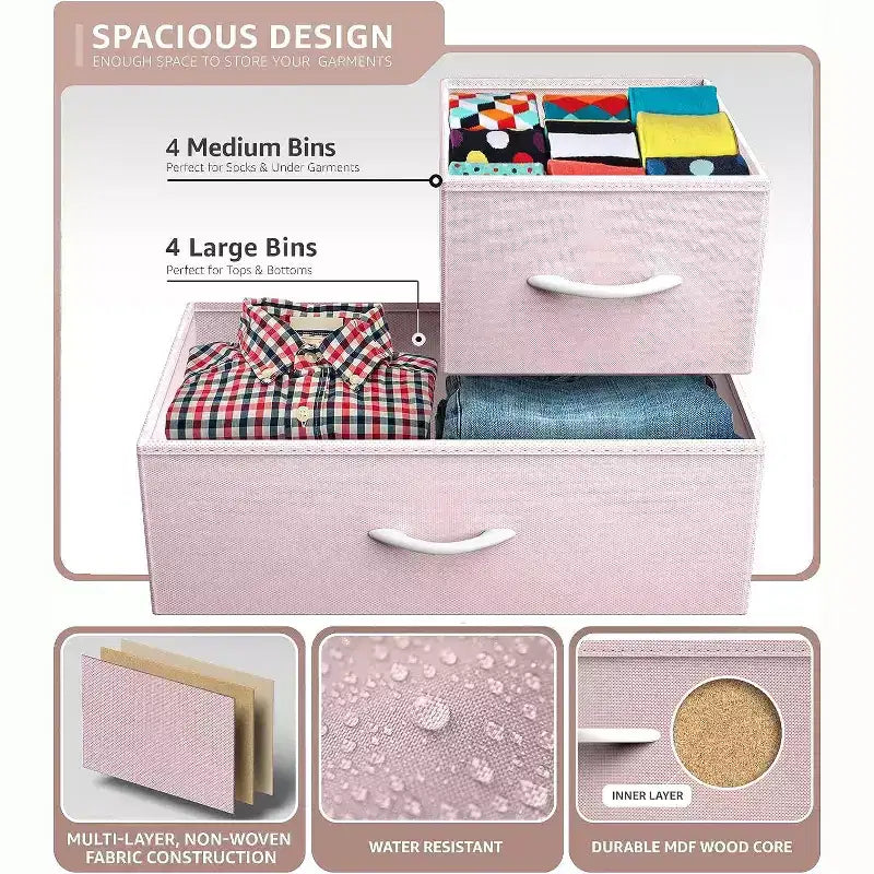 Sorbus Dresser with 8 Drawers - Storage Chest Organizer with Steel Frame, Wood Top, Handles, Fabric Bins