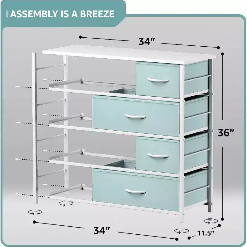 Sorbus Dresser with 8 Drawers - Storage Chest Organizer with Steel Frame, Wood Top, Handles, Fabric Bins