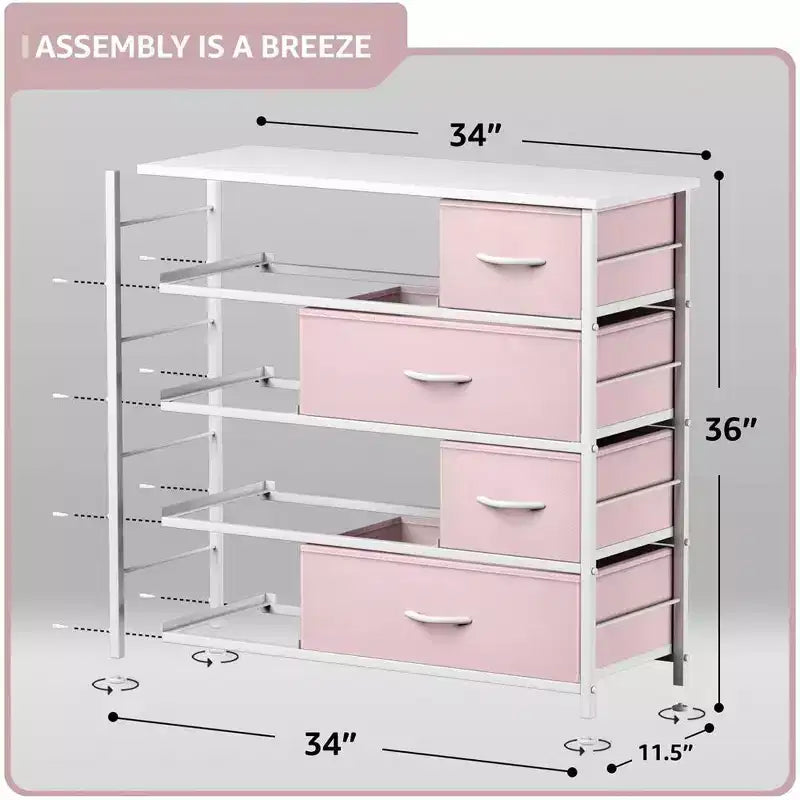 Sorbus Dresser with 8 Drawers - Storage Chest Organizer with Steel Frame, Wood Top, Handles, Fabric Bins