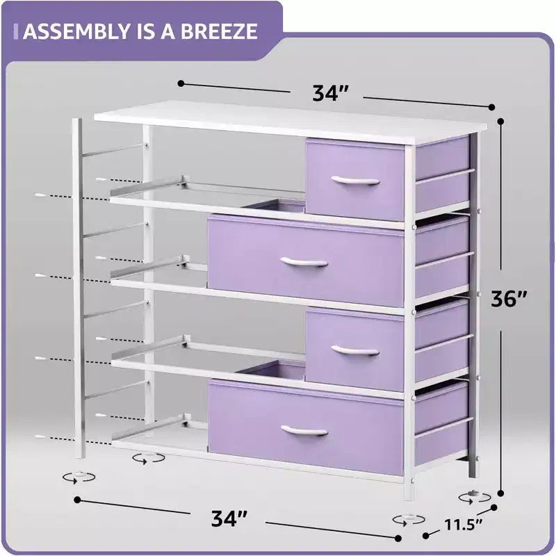 Sorbus Dresser with 8 Drawers - Storage Chest Organizer with Steel Frame, Wood Top, Handles, Fabric Bins