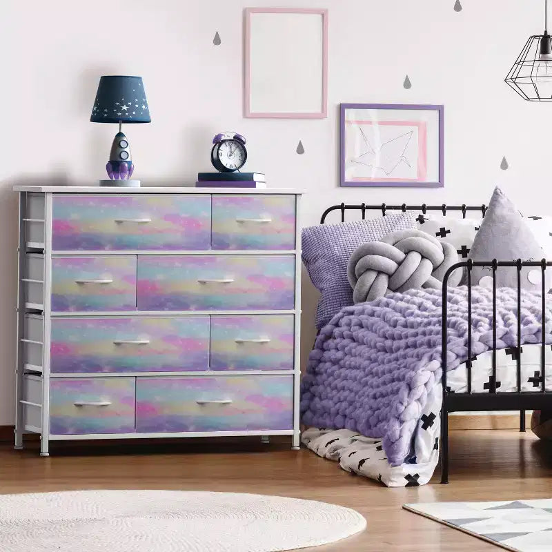 Sorbus Dresser with 8 Drawers - Storage Chest Organizer with Steel Frame, Wood Top, Handles, Fabric Bins