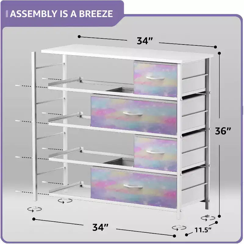 Sorbus Dresser with 8 Drawers - Storage Chest Organizer with Steel Frame, Wood Top, Handles, Fabric Bins