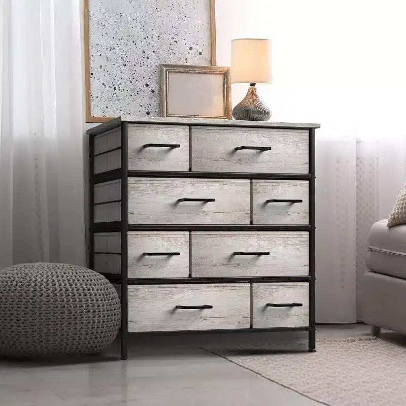 Sorbus Dresser with 8 Drawers - Storage Chest Organizer with Steel Frame, Wood Top, Handles, Fabric Bins