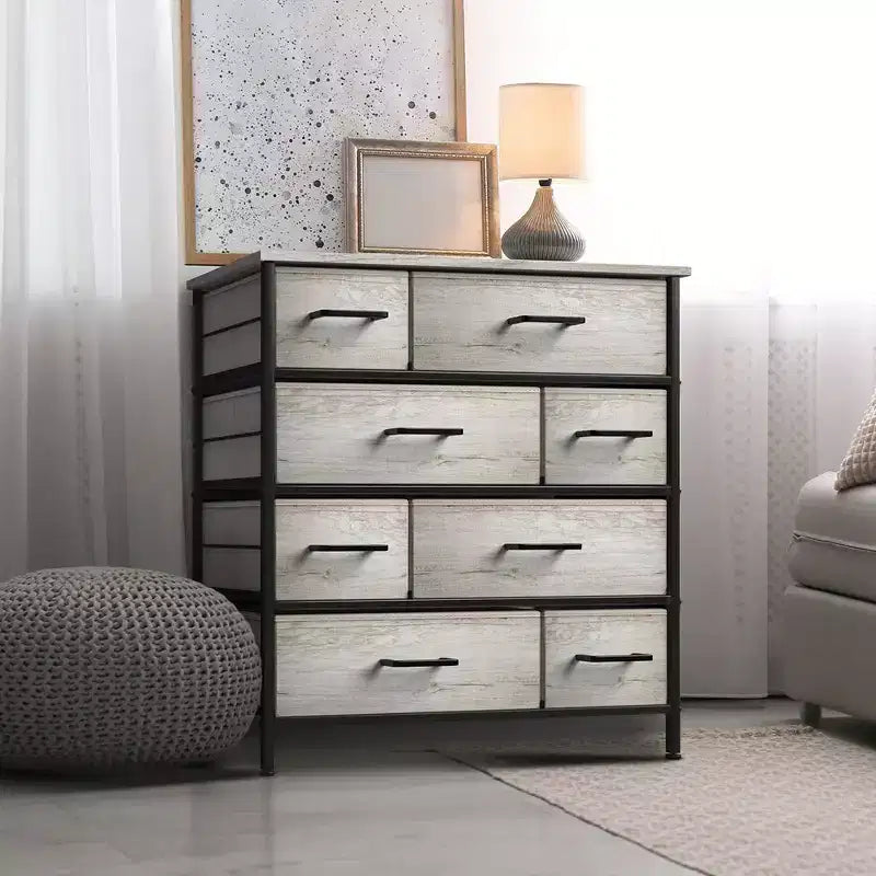 Sorbus Dresser with 8 Drawers - Storage Chest Organizer with Steel Frame, Wood Top, Handles, Fabric Bins