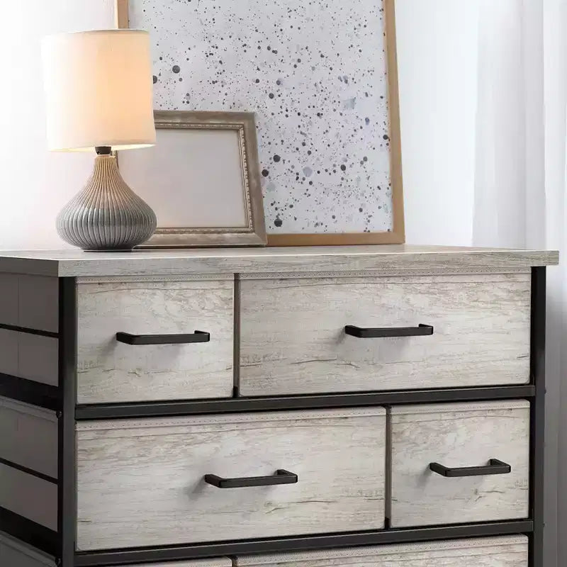 Sorbus Dresser with 8 Drawers - Storage Chest Organizer with Steel Frame, Wood Top, Handles, Fabric Bins