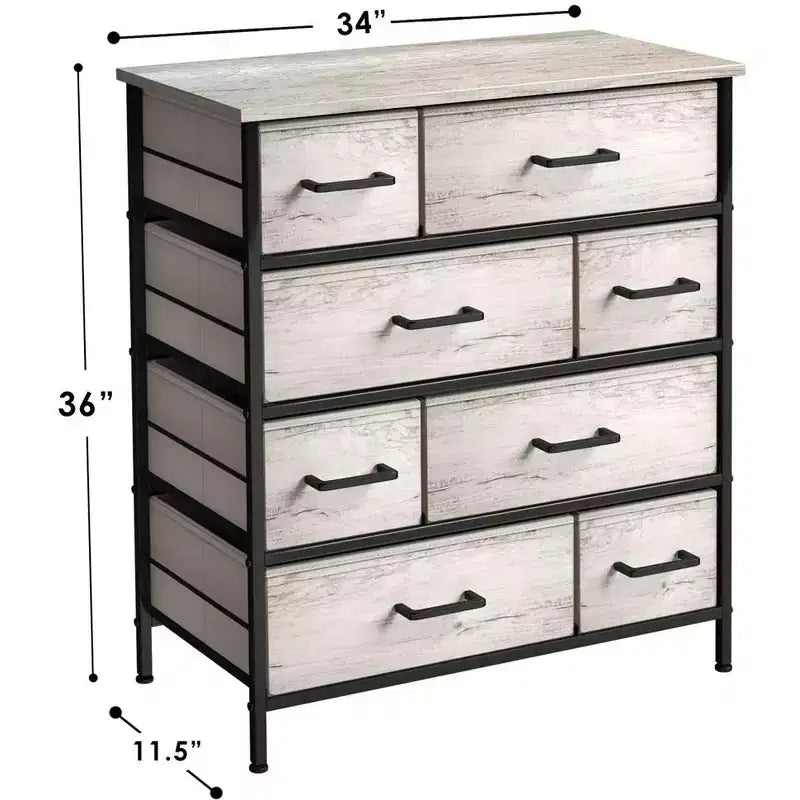 Sorbus Dresser with 8 Drawers - Storage Chest Organizer with Steel Frame, Wood Top, Handles, Fabric Bins