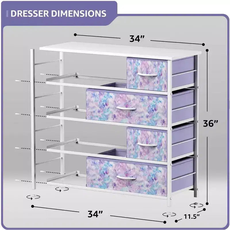 Sorbus Dresser with 8 Drawers - Storage Chest Organizer with Steel Frame, Wood Top, Handles, Fabric Bins