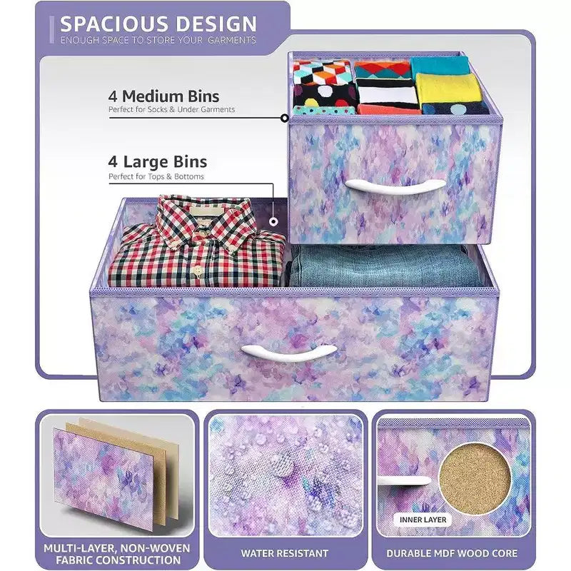 Sorbus Dresser with 8 Drawers - Storage Chest Organizer with Steel Frame, Wood Top, Handles, Fabric Bins