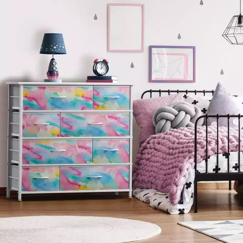 Sorbus Dresser with 8 Drawers - Storage Chest Organizer with Steel Frame, Wood Top, Handles, Fabric Bins
