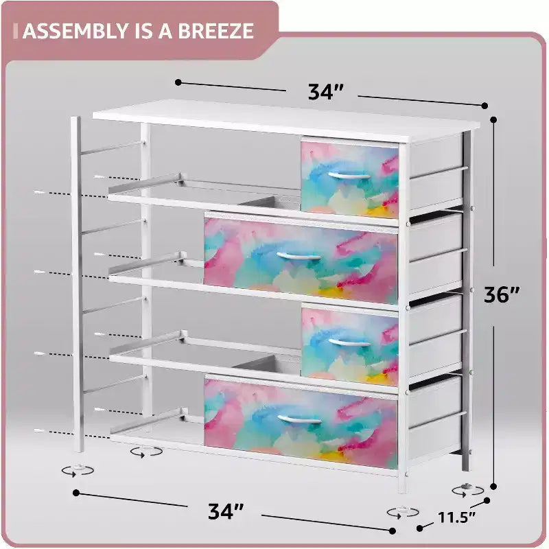 Sorbus Dresser with 8 Drawers - Storage Chest Organizer with Steel Frame, Wood Top, Handles, Fabric Bins