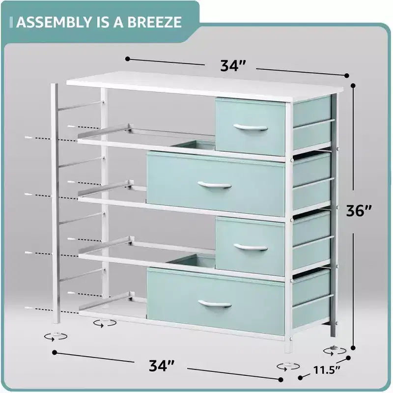 Sorbus Dresser with 8 Drawers - Storage Chest Organizer with Steel Frame, Wood Top, Handles, Fabric Bins