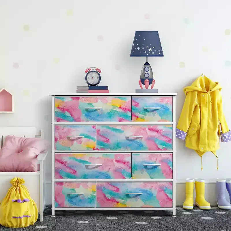 Sorbus Dresser with 8 Drawers - Storage Chest Organizer with Steel Frame, Wood Top, Handles, Fabric Bins