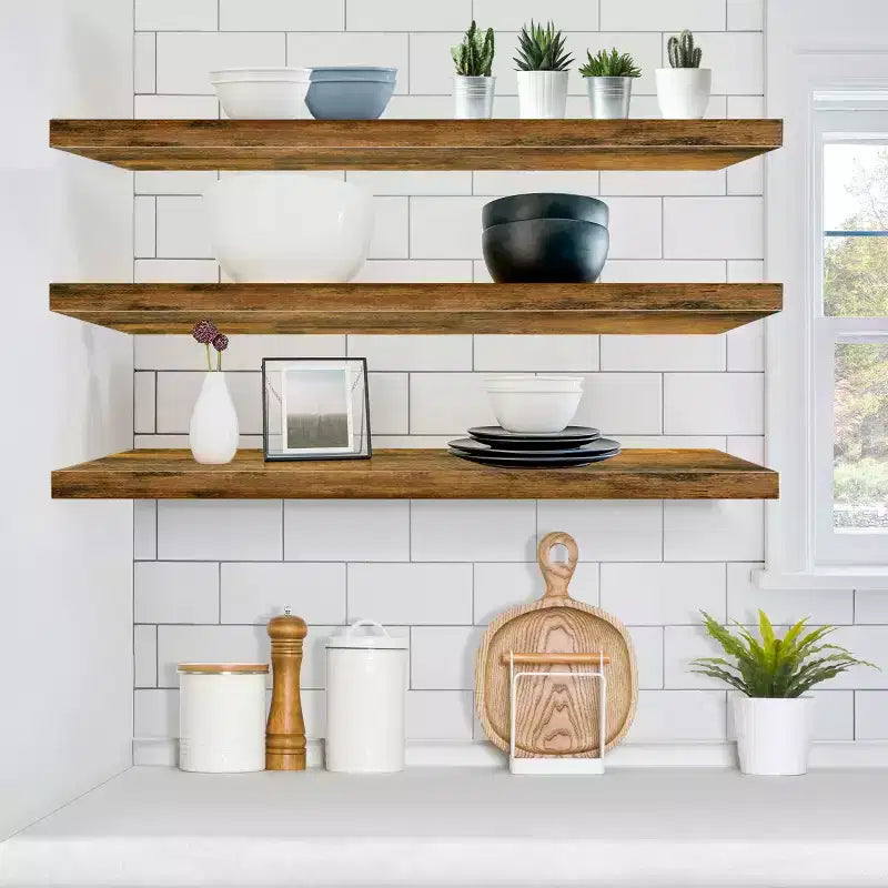 Sorbus 2 Pack 47 x 9.25 Inch Wall Mounted Floating Shelves - Stylish and Functional Storage
