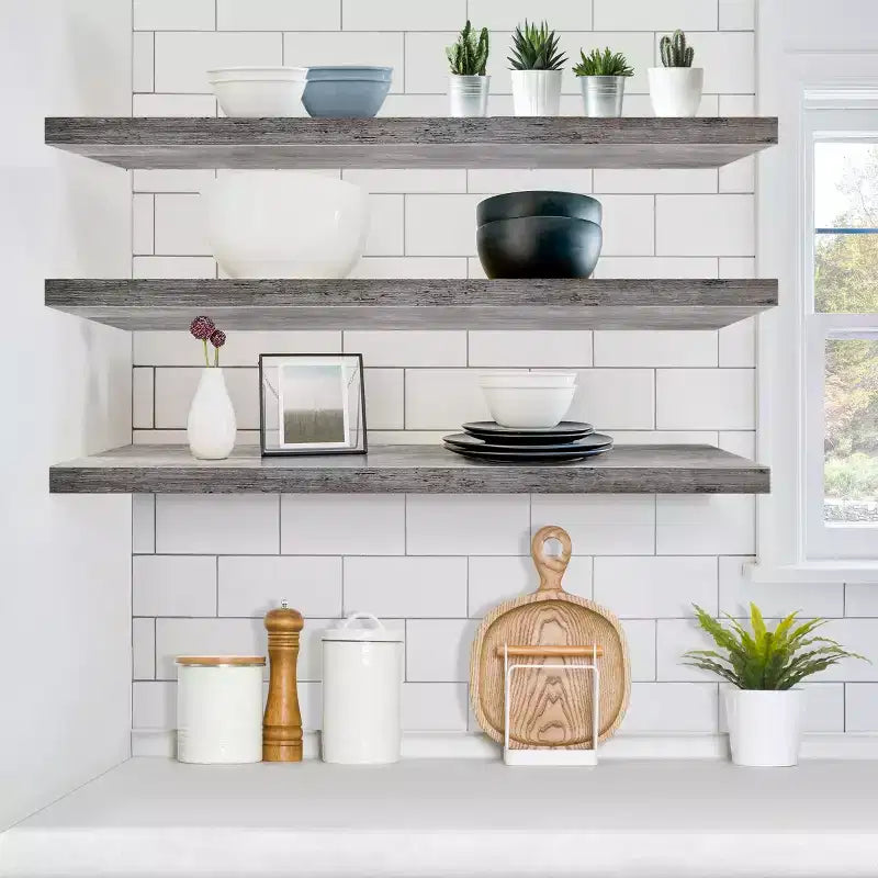 Sorbus 2 Pack 47 x 9.25 Inch Wall Mounted Floating Shelves - Stylish and Functional Storage